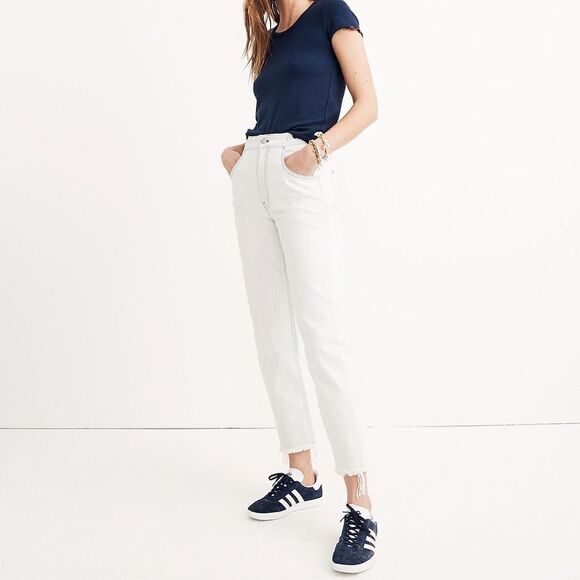 NWT Madewell Tapered Wide Leg Frayed Cropped Jeans 30 - Picture 2 of 9